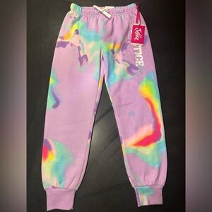 NWT Justice Drawstring Tie Dye Sweatpants / Joggers Girls Small (7/8)